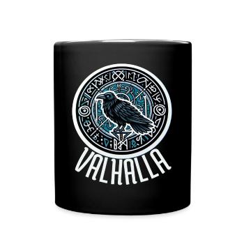Viking Norse Rune Raven Odin's Valhalla - Full Colour Mug - black - Front