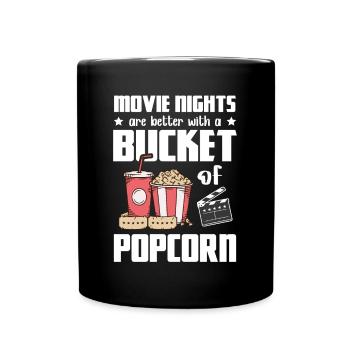 Les soirées cinéma sont meilleures : un seau de pop-corn - Mug uni - noir - Devant