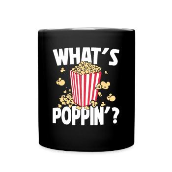Qu’est-ce que Poppin, Soirée cinéma, Soirée cinéma, Popcorn - Mug uni - noir - Devant