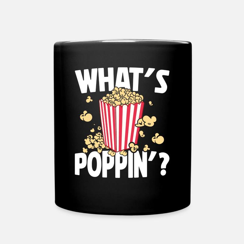 What's Poppin Kinoabend Filmeabend Popcorn - Tasse einfarbig - Schwarz