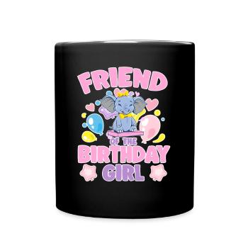 Ami de la fête de famille d’éléphant de fille d’anniversaire - Mug uni - noir - Devant