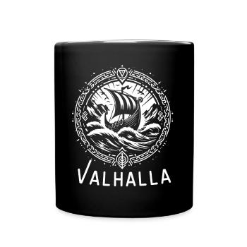 Viking Dragon Boat Valhalla Norse Rune - Full Colour Mug - black - Front