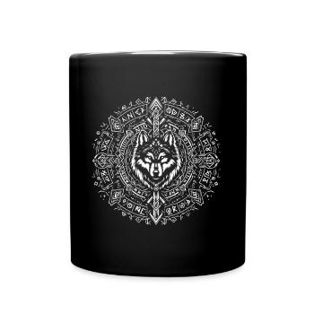Wolf Odin Nordische Wikinger Rune - Tasse einfarbig - Schwarz - Vorne