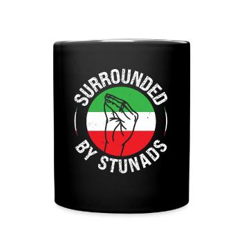 Signe de la main italienne entouré de stunas - Mug uni - noir - Devant