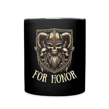 Wikinger Ehre Totenkopf Krieger Walhalla - Tasse einfarbig - Schwarz - Vorne