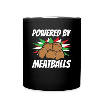 Powered By Meatballs Cuisine italienne cadeau - Mug uni - noir - Devant