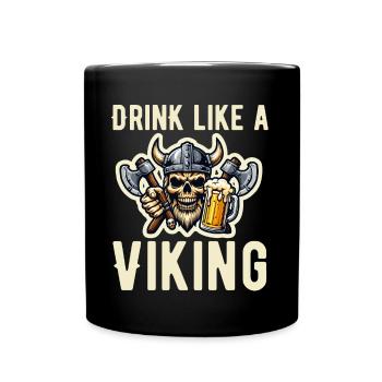 Boire de la bière comme un Viking - Pour le Valhalla - Mug uni - noir - Devant