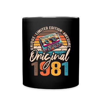 Vintage Born 1981 Birthday Original 1981 - Full Colour Mug - black - Front