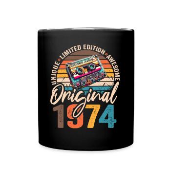 born 1974 vintage 1974 cassette original 1974 - Full Colour Mug - black - Front
