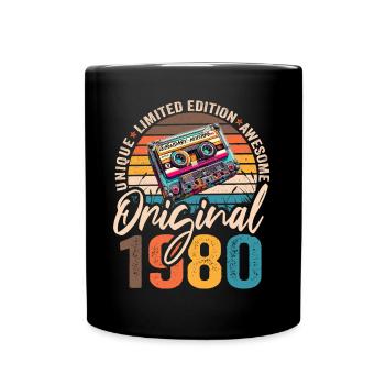 Vintage geboren 1980 Geburtstag Original 1980 - Tasse einfarbig - Schwarz - Vorne