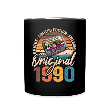 Vintage Born 1990 Birthday Original 1990 - Full Colour Mug - black - Front