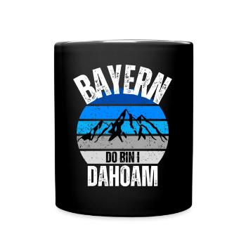 Bayern Berge Alpen Dahoam Heimat Dialekt Wandern - Tasse einfarbig - Schwarz - Vorne