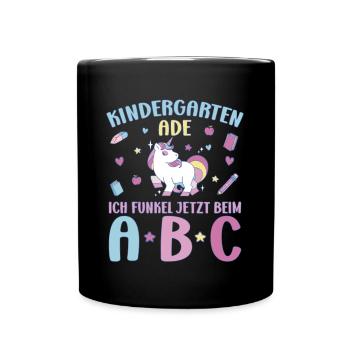 Bye Kindergarten Einhorn Kita Abgänger Mädchen - Tasse einfarbig - Schwarz - Vorne