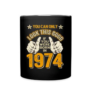 50. Geburtstag Jahrgang 1974 geboren 1974 - Tasse einfarbig - Schwarz - Vorne