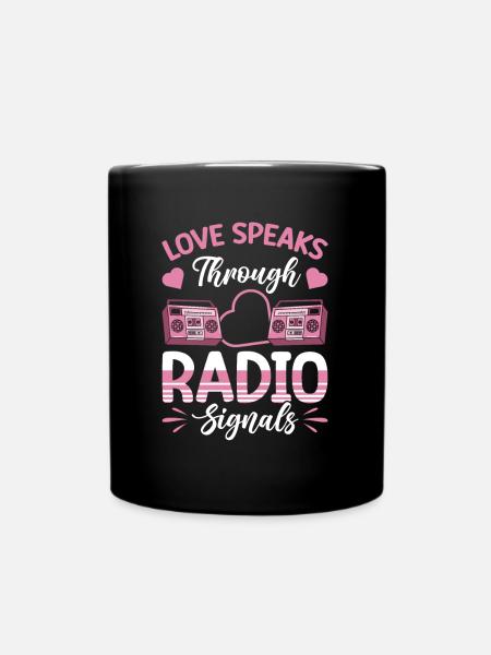 Présentateur de radio Saint-Valentin Love Radio Signals - Mug uni - noir
