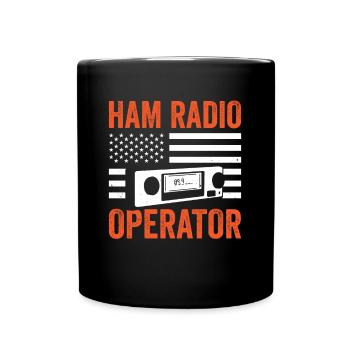 Ham Radio USA Flagge Patriotisch Moderator - Tasse einfarbig - Schwarz - Vorne