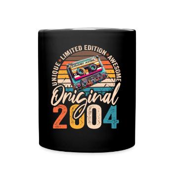 Jahrgang 2004 20.Geburtstag Kassette Tape 2004 - Tasse einfarbig - Schwarz - Vorne