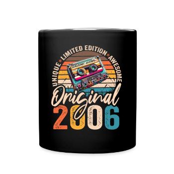Jahrgang 2006 18.Geburtstag Kassette Tape 2006 - Tasse einfarbig - Schwarz - Vorne