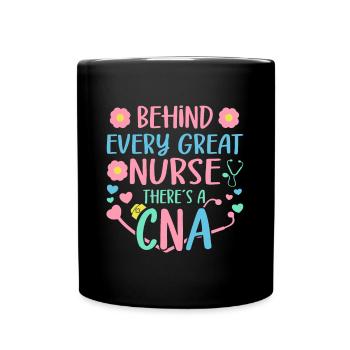 CNA Nursing Quotes Funny Nurse Lovers Cute CNA - Full Colour Mug - black - Front