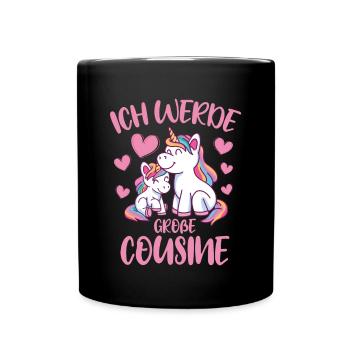 Ich Werde Große Cousine Ideen Einhorn Mädchen - Tasse einfarbig - Schwarz - Vorne