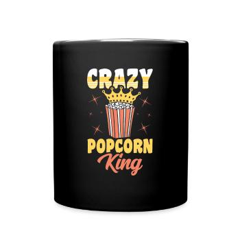 Crazy Popcorn King Lustiges Popped Corn Geschenk - Tasse einfarbig - Schwarz - Vorne