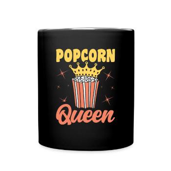 Popcorn Queen Lustiges Popped Corn Geschenk - Tasse einfarbig - Schwarz - Vorne