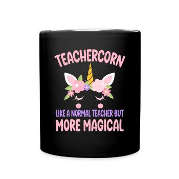 Teachercorn like a normal Teacher Tutor - Full Colour Mug - black - Front