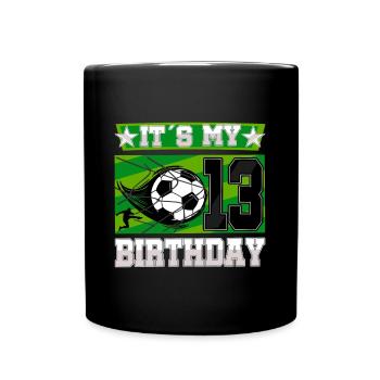 13th birthday Boy Soccer 13 Years Old Gifts - Full Colour Mug - black - Front