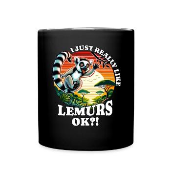 Ich mag Lemuren - Tasse einfarbig - Schwarz - Vorne