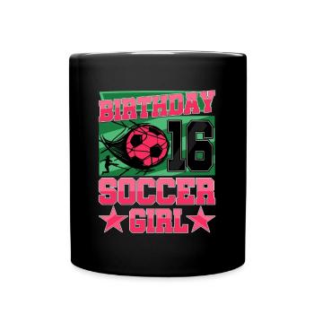 16e anniversaire Fille Football 16 ans Cadeaux - Mug uni - noir - Devant
