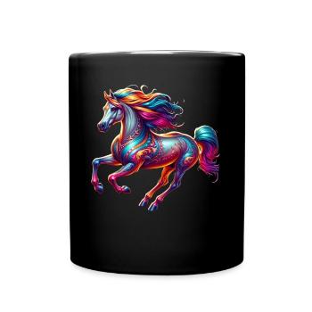 Araber Pferd Reiter - Tasse einfarbig - Schwarz - Vorne