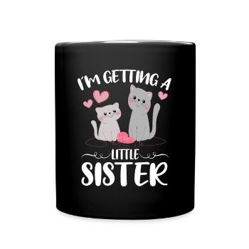 Cute Cat I´m Getting A Little Sister Girls - Tasse einfarbig - Schwarz - Vorne