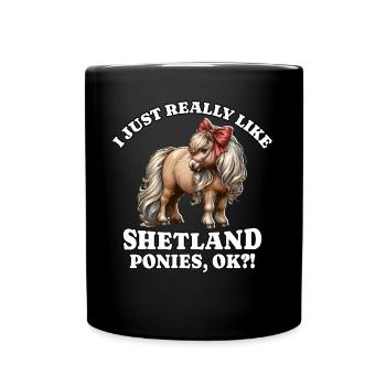 Shetland Pony Pferd - Tasse einfarbig - Schwarz - Vorne