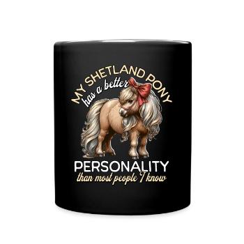 Shetland Pony Reiterin - Tasse einfarbig - Schwarz - Vorne