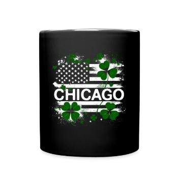 American Flag Chicago St. Patrick's Day - Full Colour Mug - black - Front