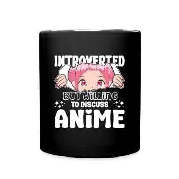 Introverted Discuss Anime Japanese Anime Manga - Full Colour Mug - black - Front