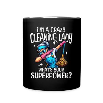 Cleaner Superpower Cleaning Lady - Full Colour Mug - black - Front