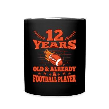 12th birthday Boy football 12 Years Old - Tasse einfarbig - Schwarz - Vorne