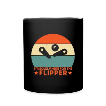 I ́m Solely Here For The Flipper Retro Pinball Gift - Full Colour Mug - black - Front