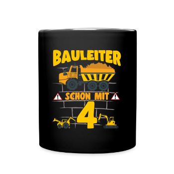 4e anniversaire Directeur de la construction avec camion à benne basculante 4 excavatrices - Mug uni - noir - Devant
