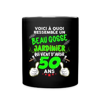 Man 50 years old gardener handsome kid dad friend - Full Colour Mug - black - Front