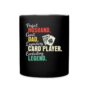 Papa joueur de cartes - Mug uni - noir - Devant