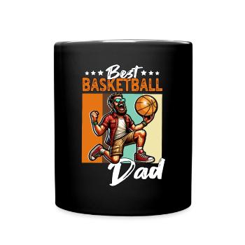 Basketball Papa - Tasse einfarbig - Schwarz - Vorne