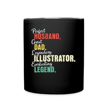 Papa illustrateur - Mug uni - noir - Devant