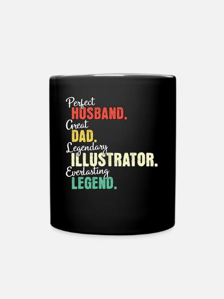 Illustrator Papa - Tasse einfarbig - Schwarz