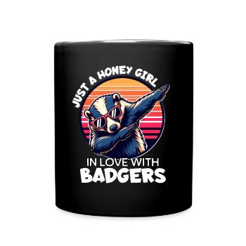 Girl Loves Honey Badger - Full Colour Mug - black - Front