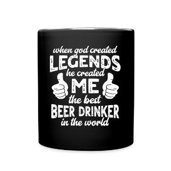 Bester Biertrinker Legende - Tasse einfarbig - Schwarz - Vorne