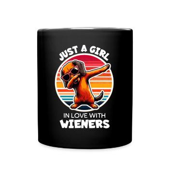 Une fille aime le teckel - Mug uni - noir - Devant