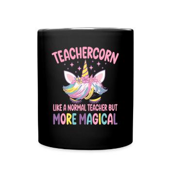 Teachercorn like a normal Teacher Tutor - Full Colour Mug - black - Front