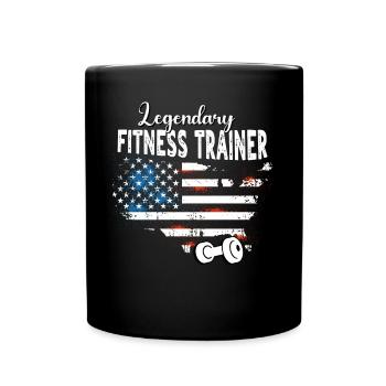 Fitnesstrainer US - Tasse einfarbig - Schwarz - Vorne